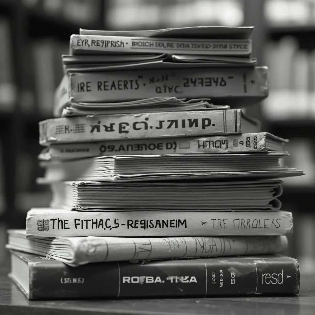 Stack of books and journals related to tyres